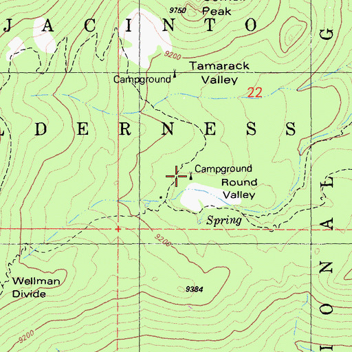Topographic Map of Round Valley Campground, CA