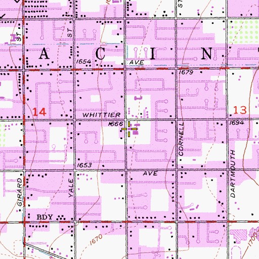 Topographic Map of Ramona Elementary School, CA