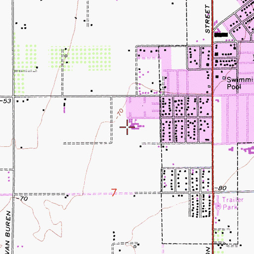 Topographic Map of Peter Pendleton Elementary School, CA
