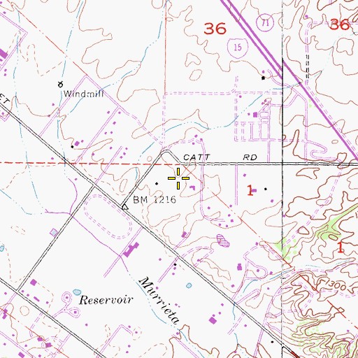Topographic Map of Donald Graham Elementary School, CA