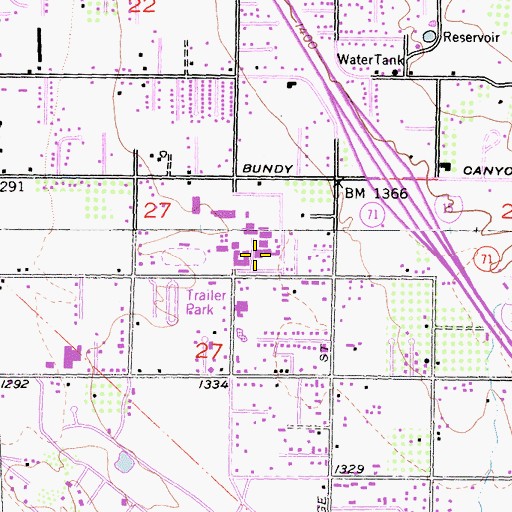 Topographic Map of Elsinore High School, CA