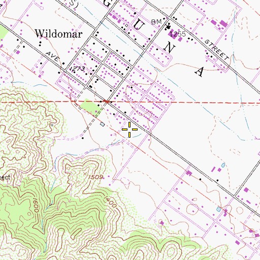 Topographic Map of Ortega High School, CA