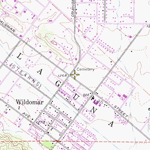 Topographic Map of Wildomar Cemetery, CA