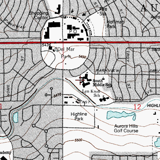Topographic Map of South Middle School, CO