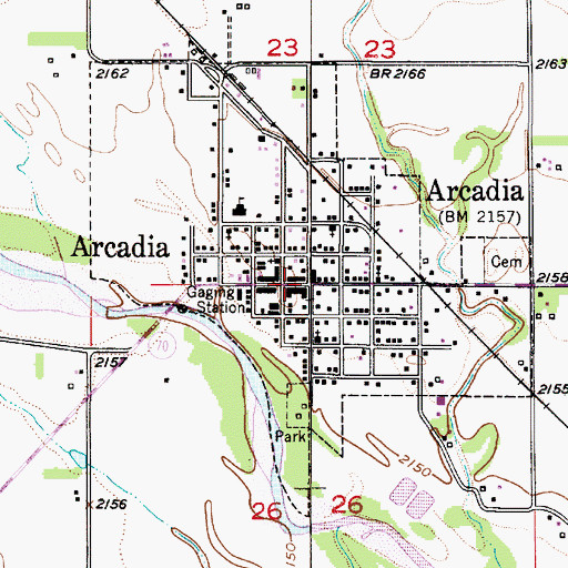 Topographic Map of Arcadia Township Library, NE