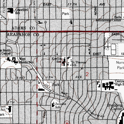 Topographic Map of Kenton Elementary School, CO