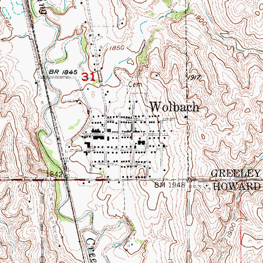 Topographic Map of Wolbach Lutheran Church, NE