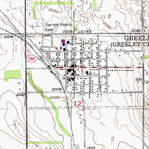 Topographic Map of Greeley Volunteer Fire and Rescue, NE