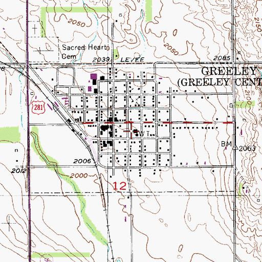Topographic Map of Greeley County Sheriff's Office, NE