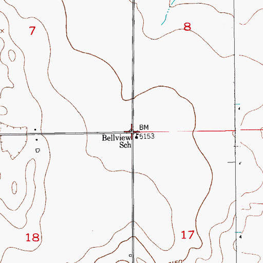 Topographic Map of Bellview School, CO