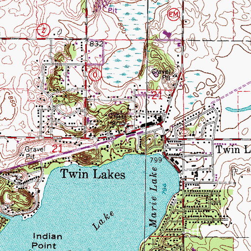 Topographic Map of Cottage School (historical), WI