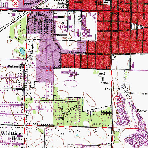 Topographic Map of Lance Middle School, WI
