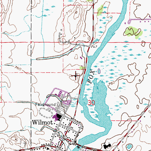 Topographic Map of Wilmot Elementary School, WI