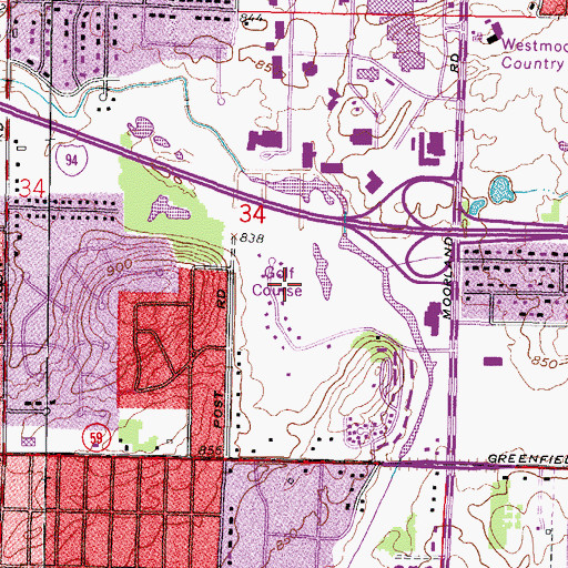Topographic Map of Brookfield Hills Golf Course, WI
