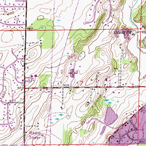Topographic Map of Glen Oaks Estates, WI
