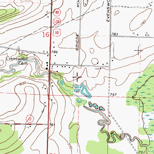 Topographic Map of Evanswood Stock Farm, WI