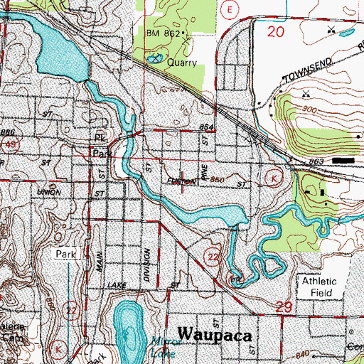 Topographic Map of First Assembly of God Church, WI