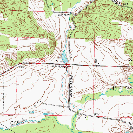 Topographic Map of Peterson Mill School (historical), WI