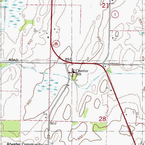 Topographic Map of Chester School, WI