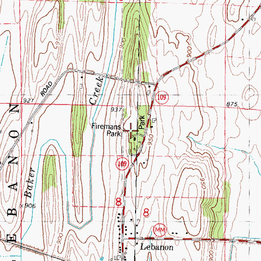 Topographic Map of Firemans Park, WI