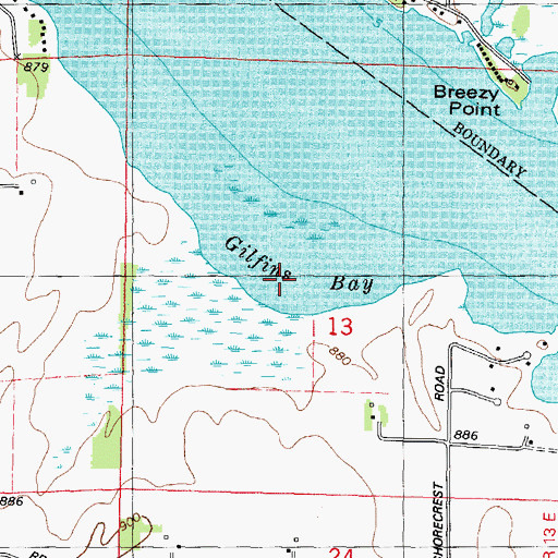 Topographic Map of Gilfins Bay, WI