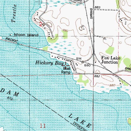 Topographic Map of Hickory Bay, WI