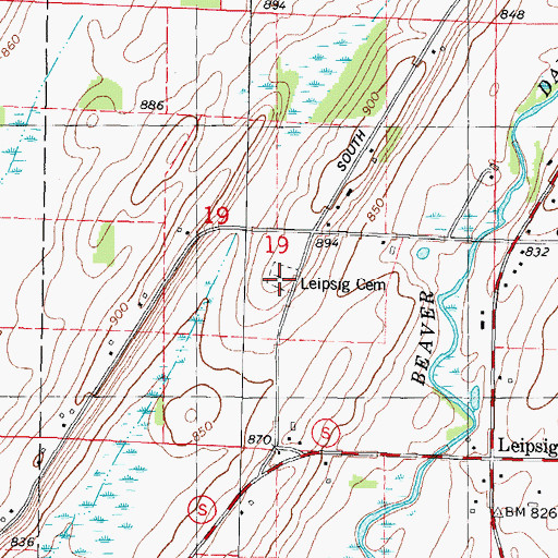 Topographic Map of Leipsig Cemetery, WI