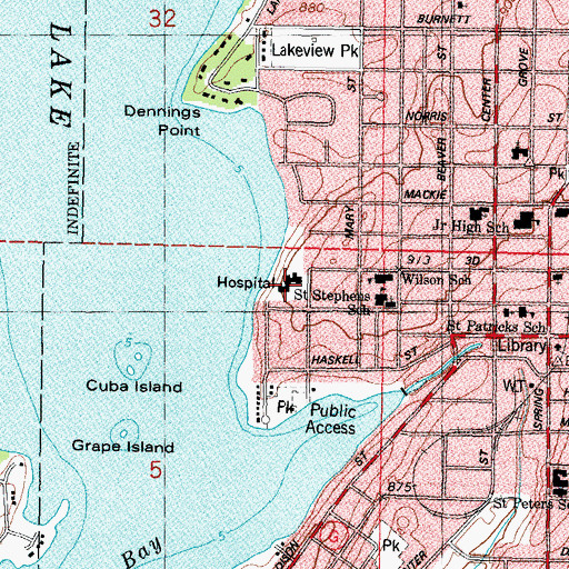 Topographic Map of Lutheran Dea Corners Hospital, WI