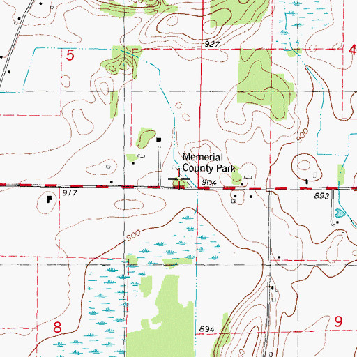 Topographic Map of Memorial County Park, WI