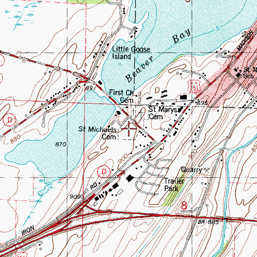 Topographic Map of Saint Michaels Cemetery, WI