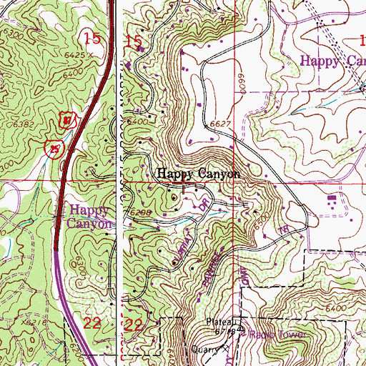 Topographic Map of Happy Canyon, CO