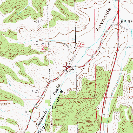 Topographic Map of Reynolds Coulee School (historical), WI