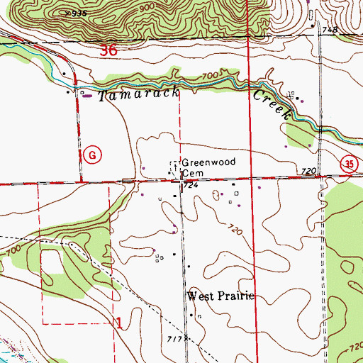 Topographic Map of West Prairie School (historical), WI