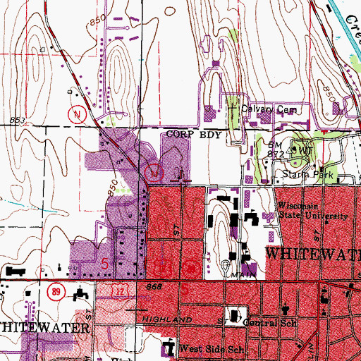 Topographic Map of Benson Hall, WI