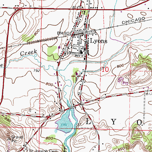 Topographic Map of Lyons Center School, WI