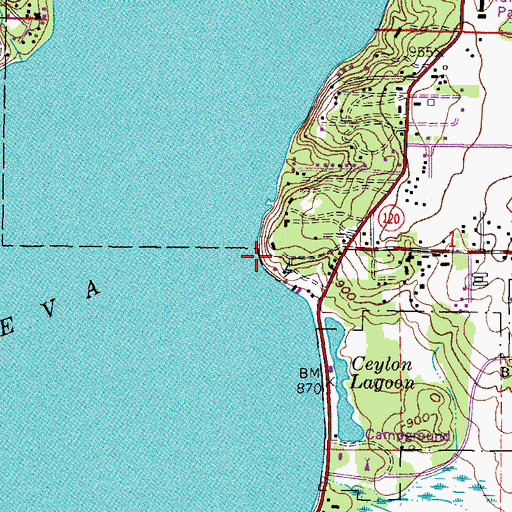 Topographic Map of Mannings Point, WI