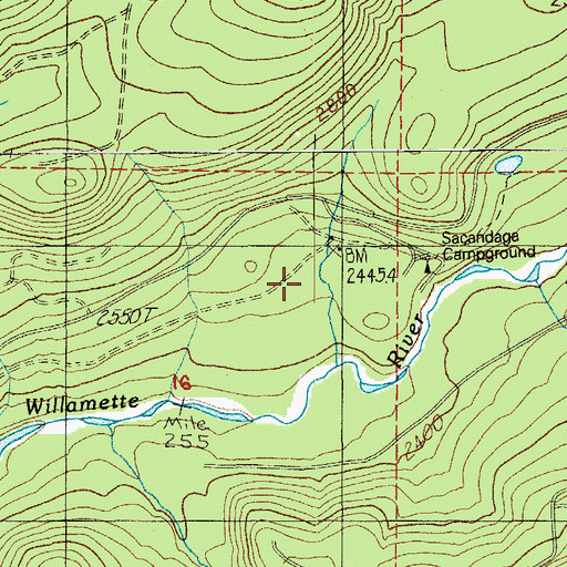 Topographic Map of Rigdon Meadows, OR