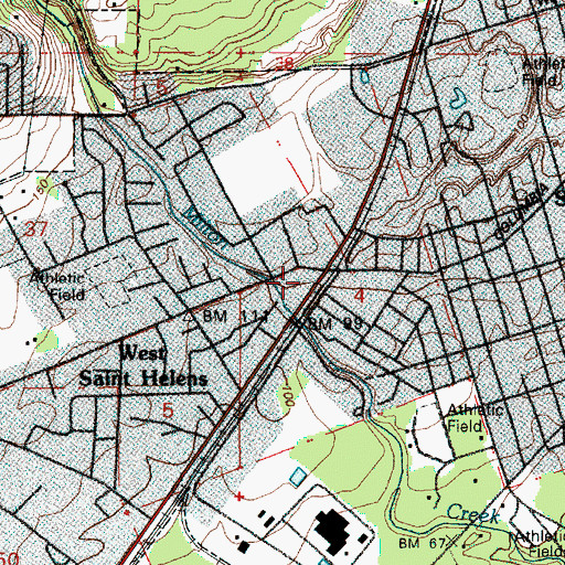 Topographic Map of Saint Helens Station, OR
