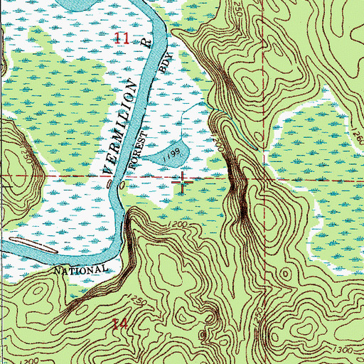 Topographic Map of John Congdon Goldmine Wetlands, MN