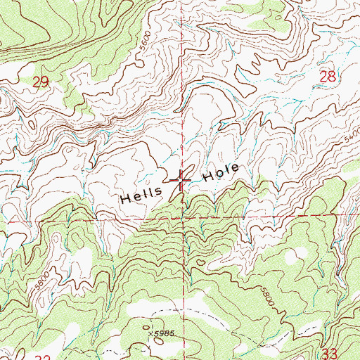 Topographic Map of Hells Hole, CO