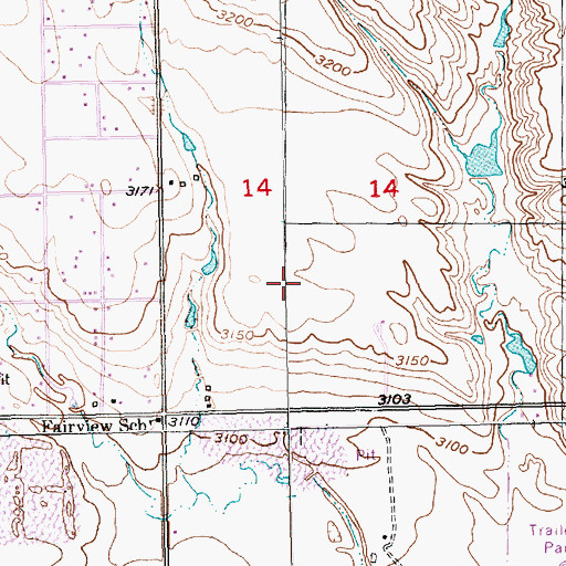 Topographic Map of Ashland Heights, SD
