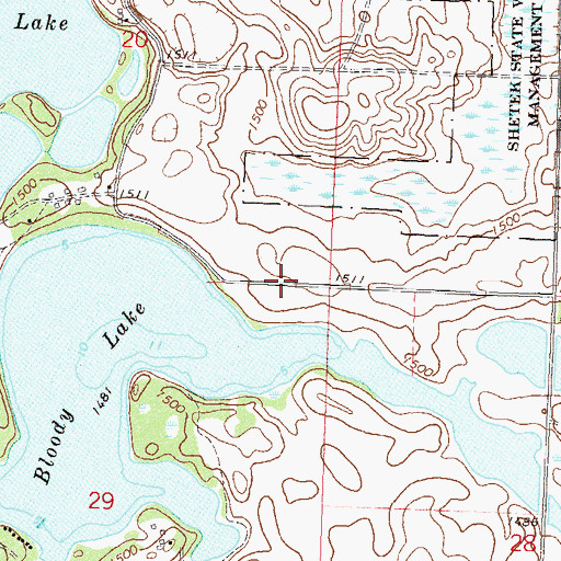 Topographic Map of The Lakes, MN