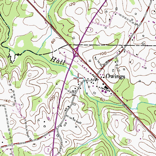 Topographic Map of Owings Town Center, MD