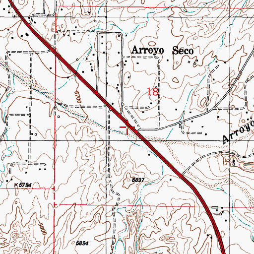 Topographic Map of El Valle de Arroyo Seco, NM