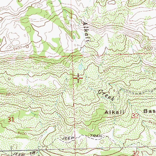 Topographic Map of Alkali Basin, CO