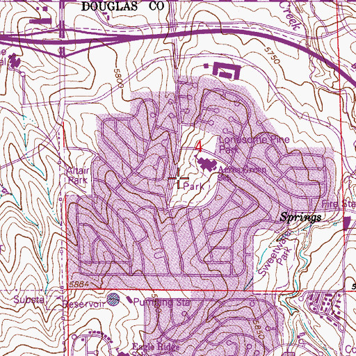 Topographic Map of Acres Green, CO
