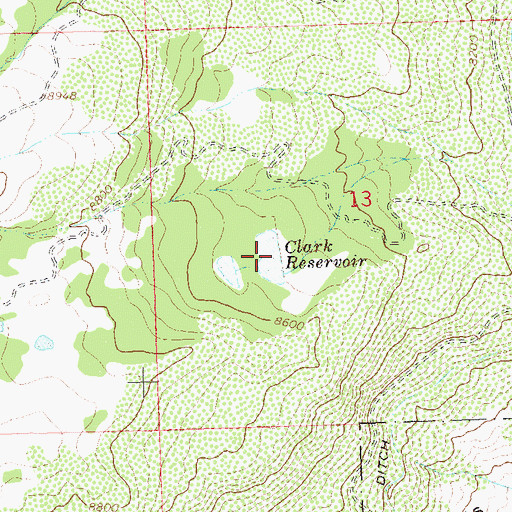 Topographic Map of Clark Reservoir, CO