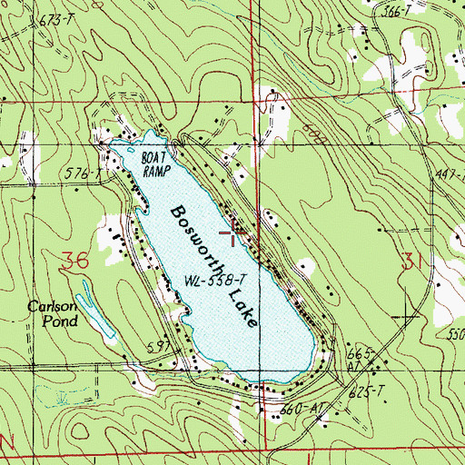 Topographic Map of Lake Bosworth, WA