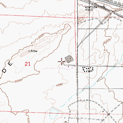 Topographic Map of Winslow West, AZ