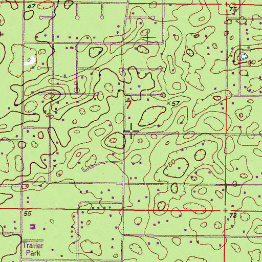 Topographic Map of Shady Hills, FL